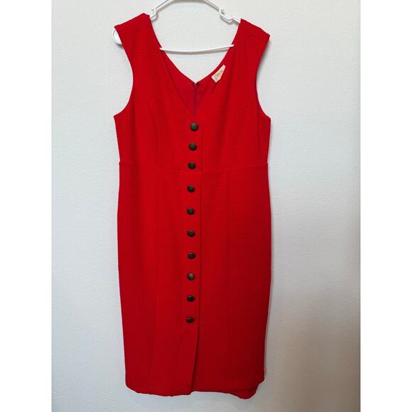 NWT‎ Anthropologie Maeve Quilted Button Down Red Dress XL Knee length - Picture 1 of 10